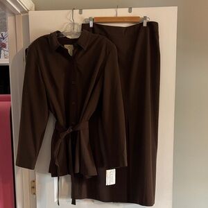 New With Tags Norton McNaughton Dark Brown Skirt Set Size 12